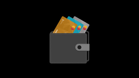 Kreditkarte-Im-Portemonnaie-Animationsvideo,-Transparenter-Hintergrund-Mit-Alphakanal.